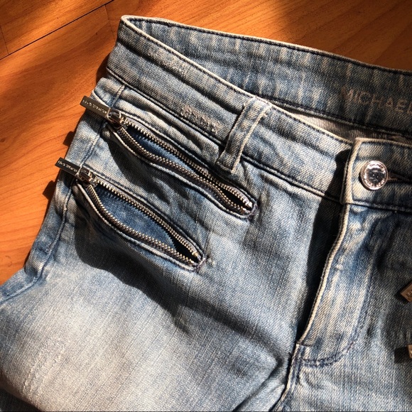 Micheal kors zipper distressed skinny jeans - Picture 2 of 12